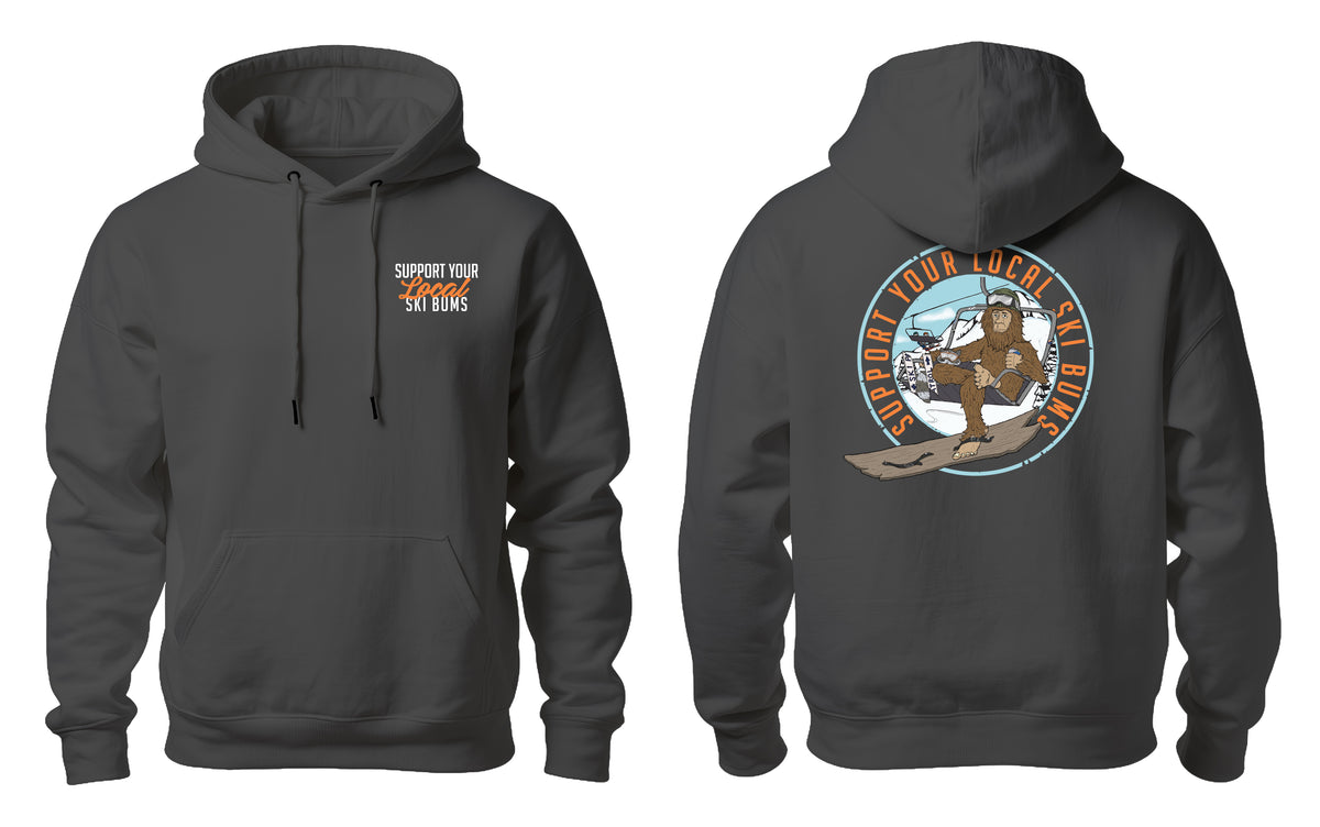 Ski Bums Hoodie in Heathered Charcoal by Lake Monster Montana