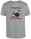 Ride A Bison Lake Monster Montana t-shirt in gray, back view