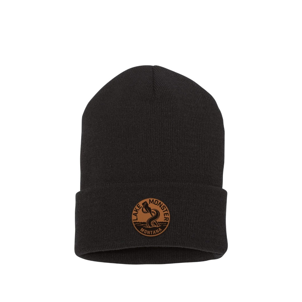 Lake Monster YP Classics beanie in Black with OG Logo leather patch