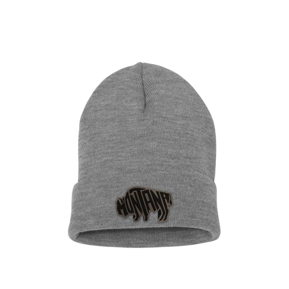 Lake Monster YP Classics beanie in Heather with Montana Bison leather patch