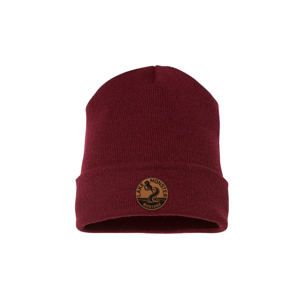 Lake Monster YP Classics beanie in Maroon with OG Logo leather patch