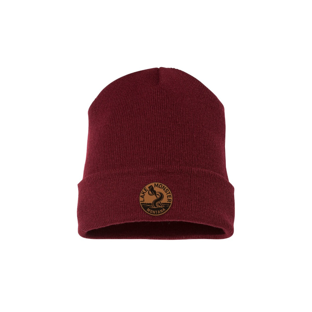 Lake Monster YP Classics beanie in Maroon with OG Logo leather patch
