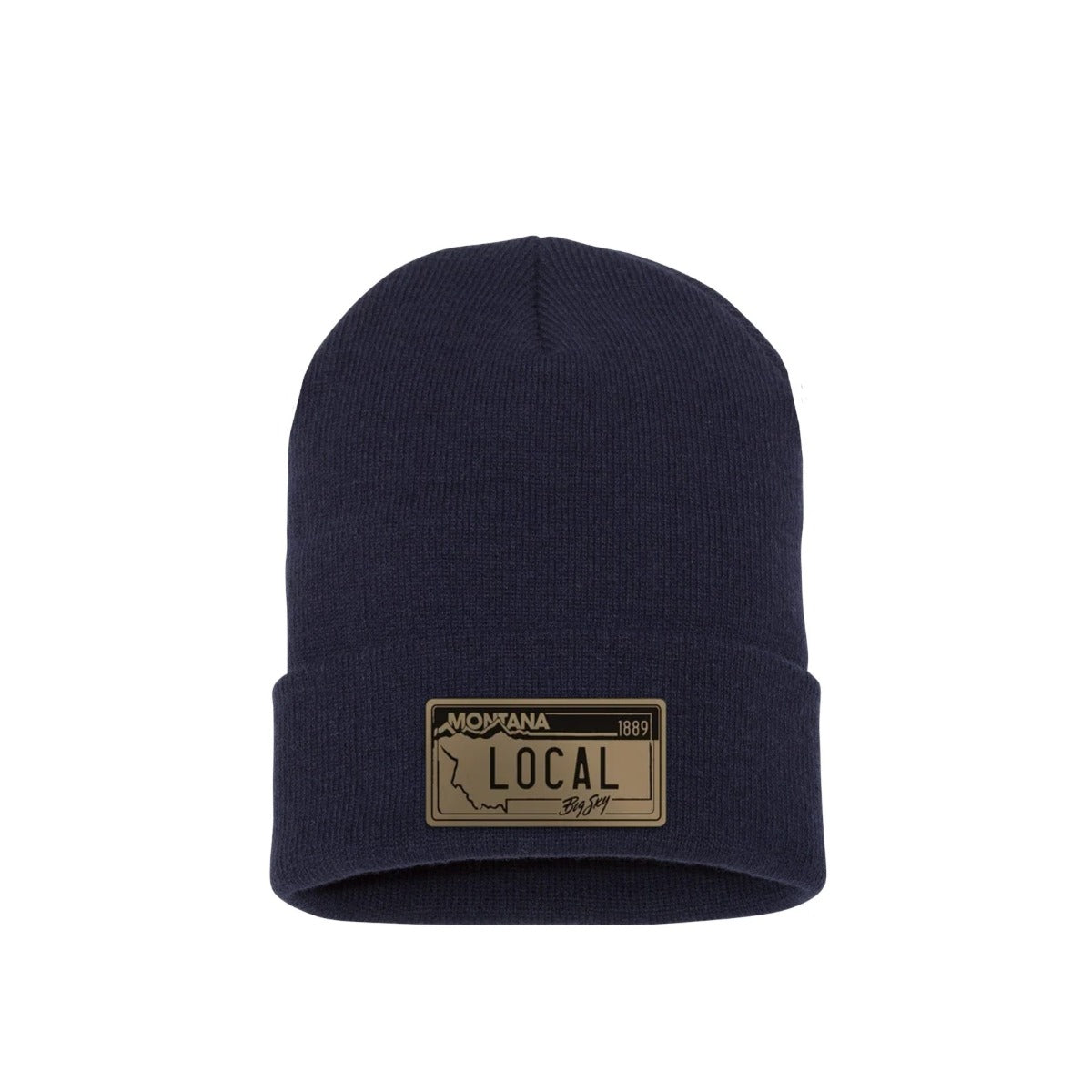 Lake Monster YP Classics beanie in Navy with Local leather patch