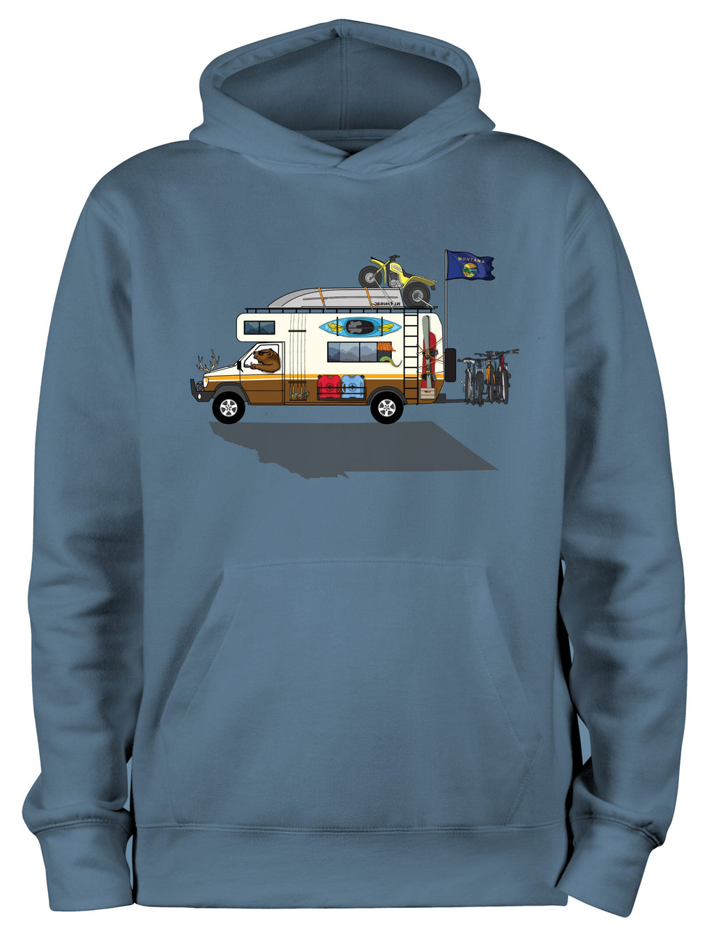 Ramblin' Man Hoodie in blue by Lake Monster Montana