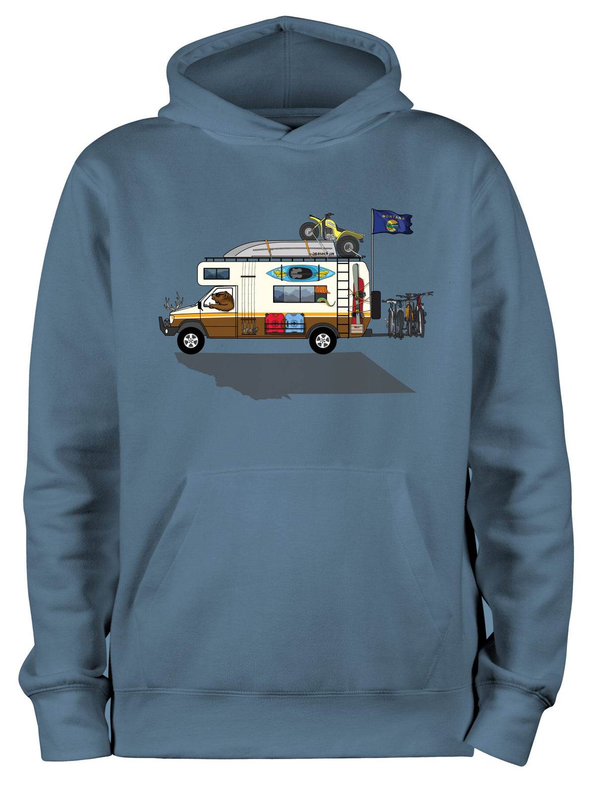 Ramblin' Man Hoodie in blue by Lake Monster Montana