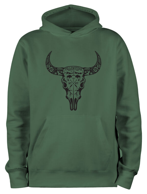 Yellowstone National Park Bison Skull | Hoodie - Image 2